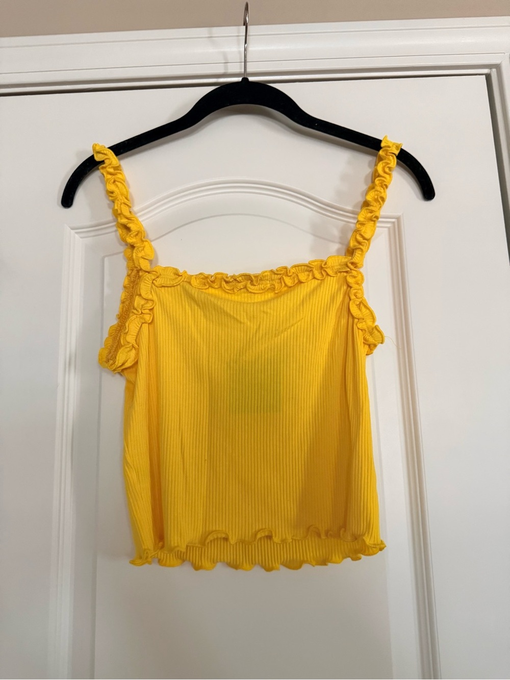 H&M Bright Yellow Ruffle Strap Ribbed Camisole - Picture 3 of 3